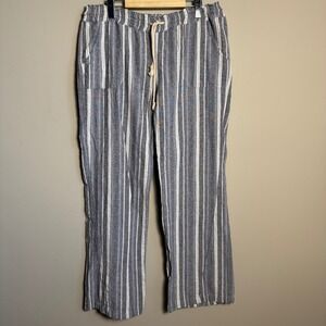 Cali‎ 1850 Los Angeles Striped Linen Blend Drawstring Casual Pants XL Boardwalk